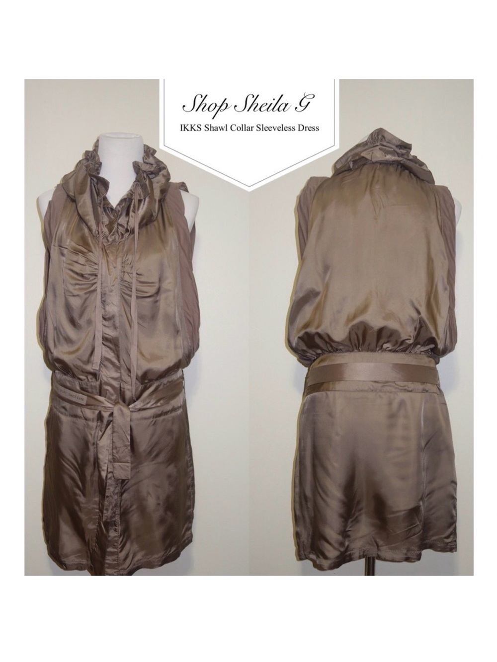 IKKS DRAWSTRING SHAWL COLLAR Dress